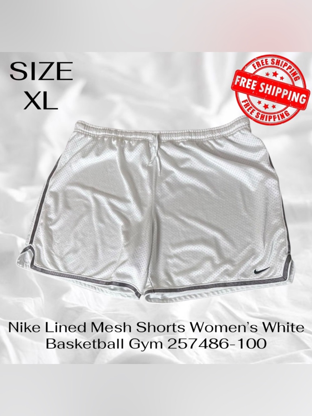 Nike Lined Mesh Shorts Womens XL White Basketball Gym 257486-100 FAST SHIP